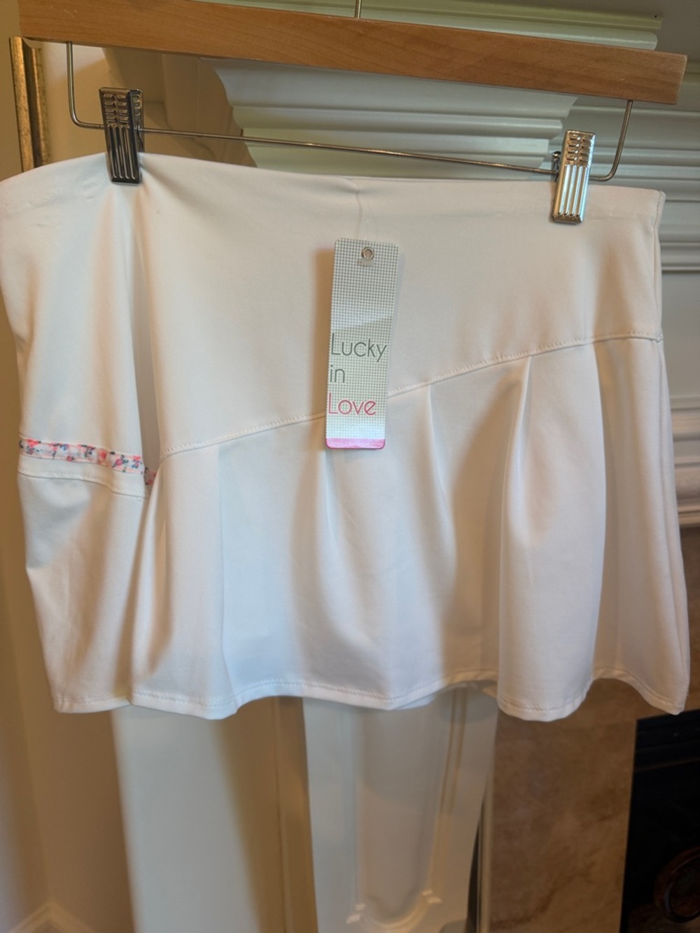 Lucky in Love White Tennis Skort with Pink Floral Trim NWT!